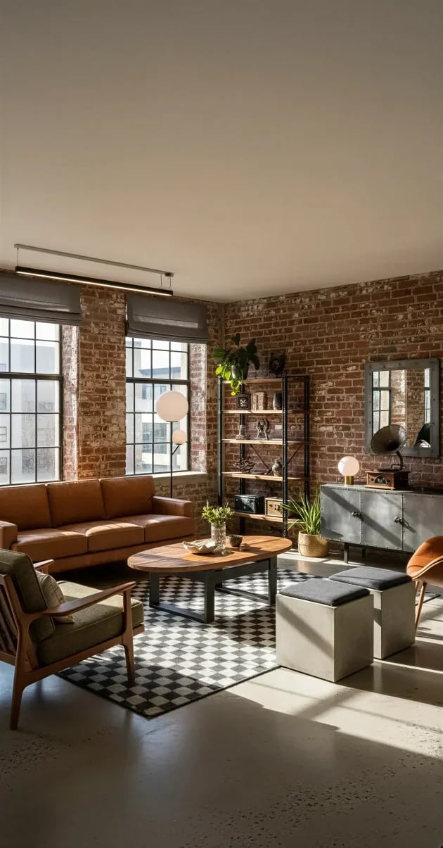 Industrial interior design style - AI generated