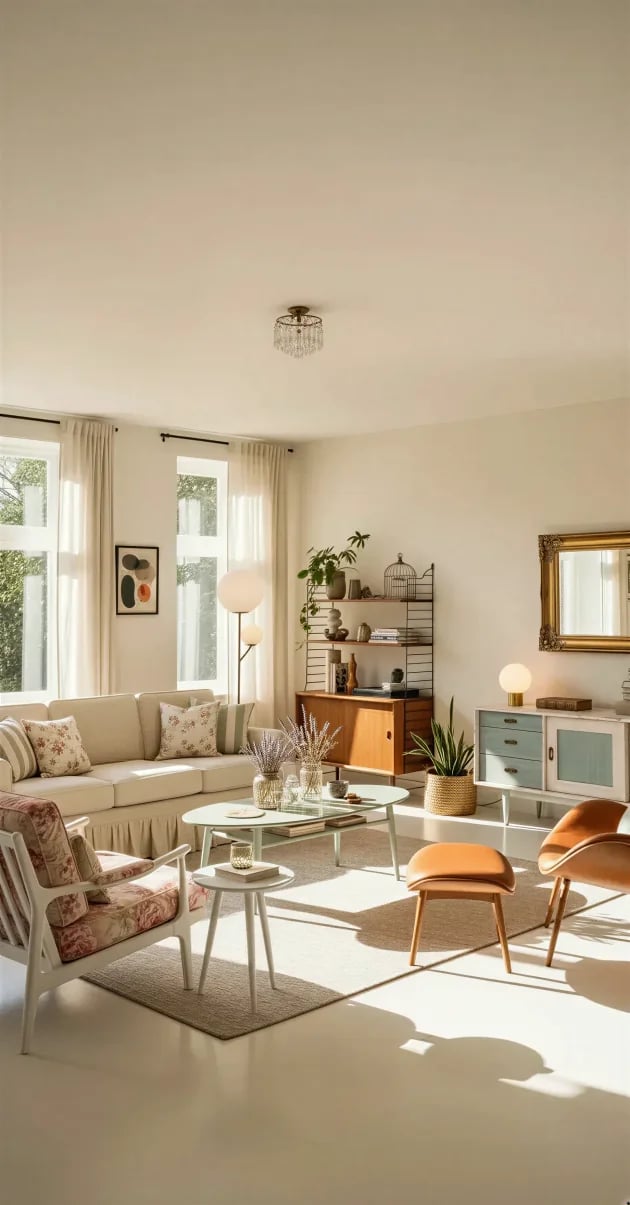 Shabby Chic interior design style - AI generated