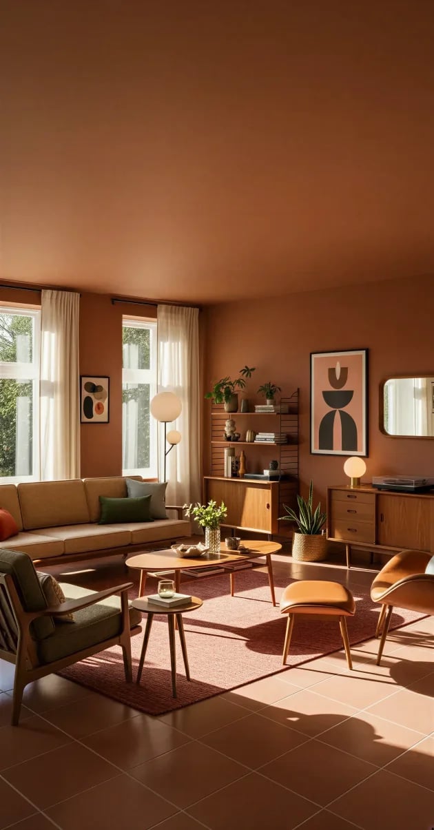 Terra Cotta interior design style - AI generated